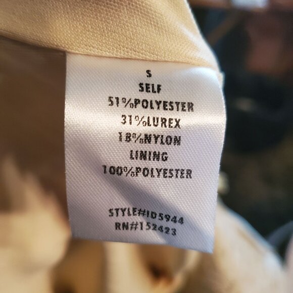 Klesis Dress Womens Small Cream & Gold Metallic Floral Fit & Flare *NWT* - Picture 3 of 10